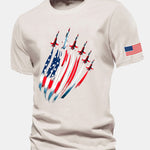 Regular Fit Fighter Jets USA Flag Print Cotton T-Shirt