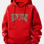 Camouflage New York Print Drawstring Hoodie
