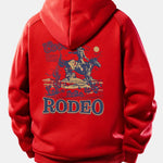 Western Cowboy Print Drawstring Hoodie