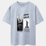 New York City Scenery Print Drop Shoulder Oversize T-Shirt