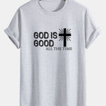 Regular Fit God Is Good Cross Print Cotton T-Shirt