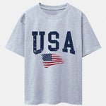 USA Flag Print Drop Shoulder Oversize T-Shirt