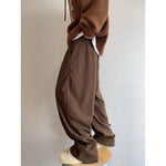 Retro Corduroy Ribbon Curved Pants