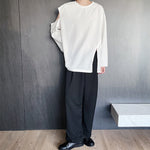 Shoulder Cutout Hem Split Bottom Shirt