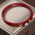 Buddha Stones 2Pcs Cinnabar Flower Blessing Bangle Charm Bracelet