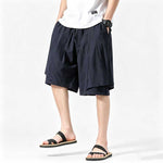 Ice Silk Loose-fitting Faux Two-piece Shorts