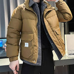 Fake Two Piece Stand Collar Cotton Coat