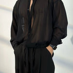 ã€�50 Shades of Blackã€‘Transparent Tulle Loose Shirt