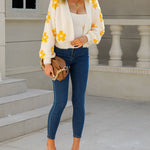 Zeagoo Women's Cute Daisy Knit Cardigan Long Sleeve Casual Flower Open Front Sweater Tops