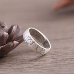 Buddha Stones 999 Sterling Silver Lotus Elephant Six True Words Blessing Ring