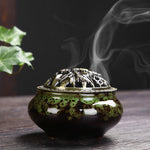 Buddha Stones Flower Pattern Ceramic Blessing Meditation Incense Burner Decoration