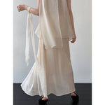 Women's Sleeveless Ribbon-Tie Top and  Maxi Skirt Two-Piece Set