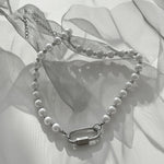 Beads Stitching Carabiner Titanium Necklace