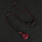 Buddha Stones Laughing Buddha Cinnabar Blessing Necklace Pendant Phone Hanging Decoration Key Chain