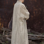 Ramie Hand-tied Tie-dyed Padded Thickened Women's Long Cotton Coat