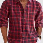 Men's Plaid Loose Fit Casual Long Sleeve Shirt