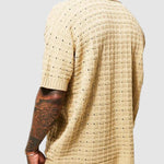 Men's solid color hollow V-neck knitted short sleeves