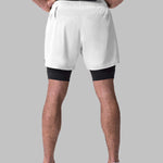 Men's fake two-piece multi-pocket quick-drying sports shorts