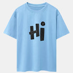 Hi Slogan Lines Print Drop Shoulder Oversize T-Shirt