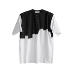 Patchwork Shoulder Pads Short Sleeve T-Shirt