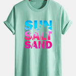 Regular Fit Colorful Sun Salt Sand Print Cotton T-Shirt