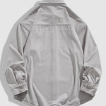 Men's solid color corduroy double pocket casual shirt