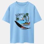 Hawaii Beach Print Drop Shoulder Oversize T-Shirt