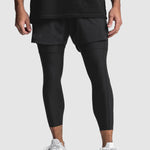 Men's Breathable Fake Two-Piece Trunks Sports Fitness Quick-Drying Casual Elastic  Pants