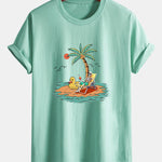 Regular Fit Skeleton On Vacation Print Cotton T-Shirt