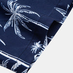 Palm Tree Island Print Button Up Shirt & Drawstring Swim Shorts