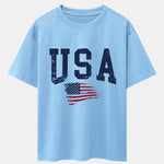 USA Flag Print Drop Shoulder Oversize T-Shirt