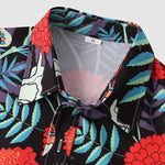 Men's Colorful Skull Flower Print Casual Short Sleeve Shirt