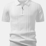 Twist Jacquard Knitted Zipper Polo Shirt