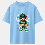 Graffiti Bear Print Drop Shoulder Oversize T-Shirt