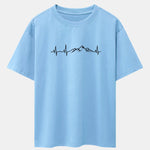 Heartbeat Mountain Print Drop Shoulder Oversize T-Shirt