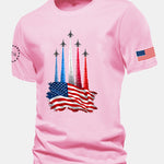 Regular Fit Fighter Jets With USA Flag Print Cotton T-Shirt