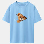Zipper Bear Print Drop Shoulder Oversize T-Shirt