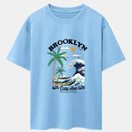Beach Waves Print Drop Shoulder Oversize T-Shirt