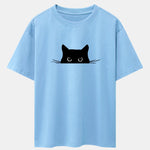Black Cat Print Drop Shoulder Oversize T-Shirt