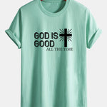 Regular Fit God Is Good Cross Print Cotton T-Shirt