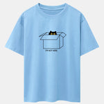 Black Cat Peeking Through Cardboard Print Drop Shoulder Oversize T-Shirt