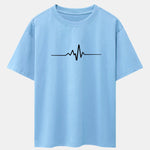 Heartbeat Flatline Print Drop Shoulder Oversize T-Shirt