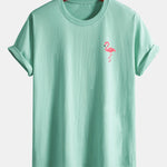 Regular Fit Flamingo Print Cotton T-Shirt