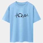 Heartbeat Music Print Drop Shoulder Oversize T-Shirt
