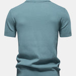 Pineapple Texture Knit V Neck Polo
