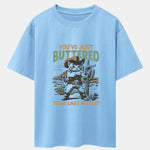 Cowboy Cat Print Drop Shoulder Oversize T-Shirt