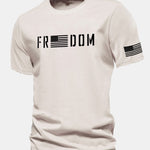 Regular Fit American Flag Freedom Print Cotton T-Shirt