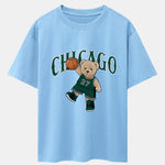 Chicago Basketball Bear Print Drop Shoulder Oversize T-Shirt