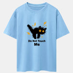 Electric Black Cat Print Drop Shoulder Oversize T-Shirt