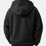 Contrast Plaid Teddy Zip-Up Hoodie